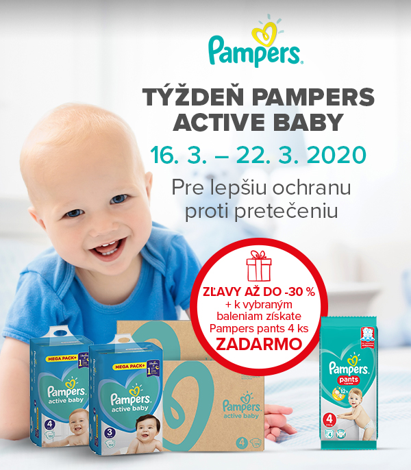 Plienky Pampers Active Baby v zľave -30 % a darček na DrMax.sk