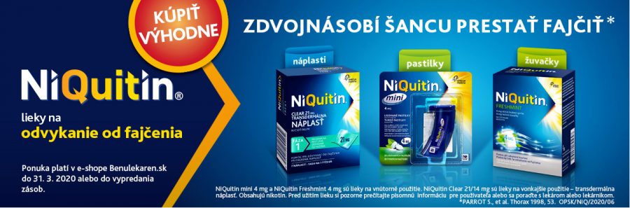 Produkty značky Niquitin so zľavou 10 % v e-shope Benulekaren.sk