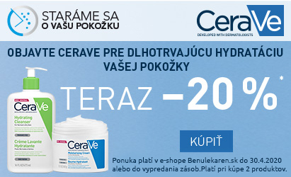 Zľava 20 % na CeraVe pri kúpe 2 produktov na Benulekaren.sk