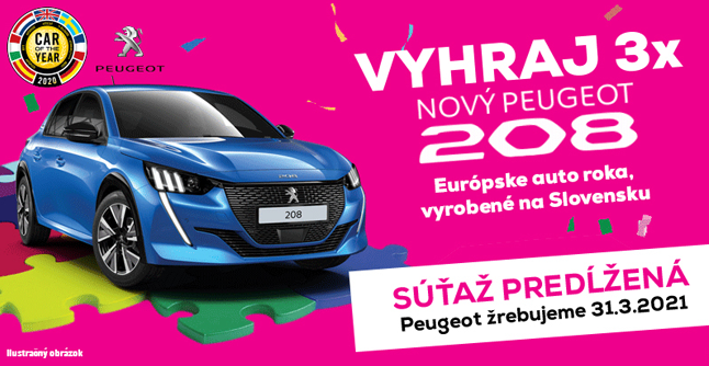 Súťaž o 3x nový slovenský Peugeot 208 a ďalších 330 000 výhier