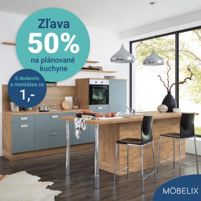Möbelix plánované kuchyne -50% s dodaním a montážou za 1€