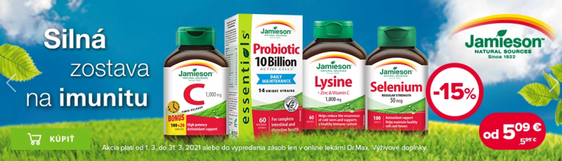 Výživové doplnky Jamieson so zľavou 15% na DrMax.sk