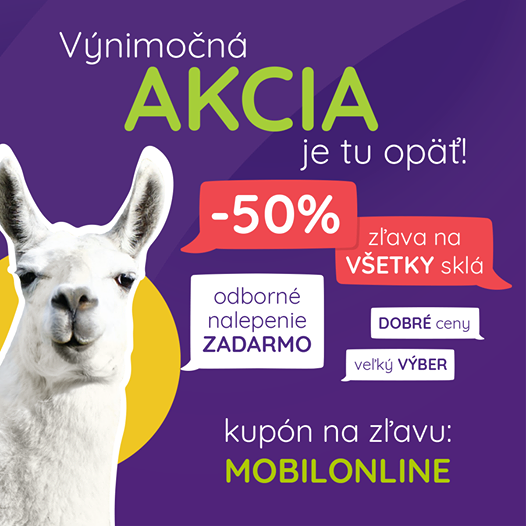 Zľava 50% na všetky ochranné sklá na mobilonline.sk