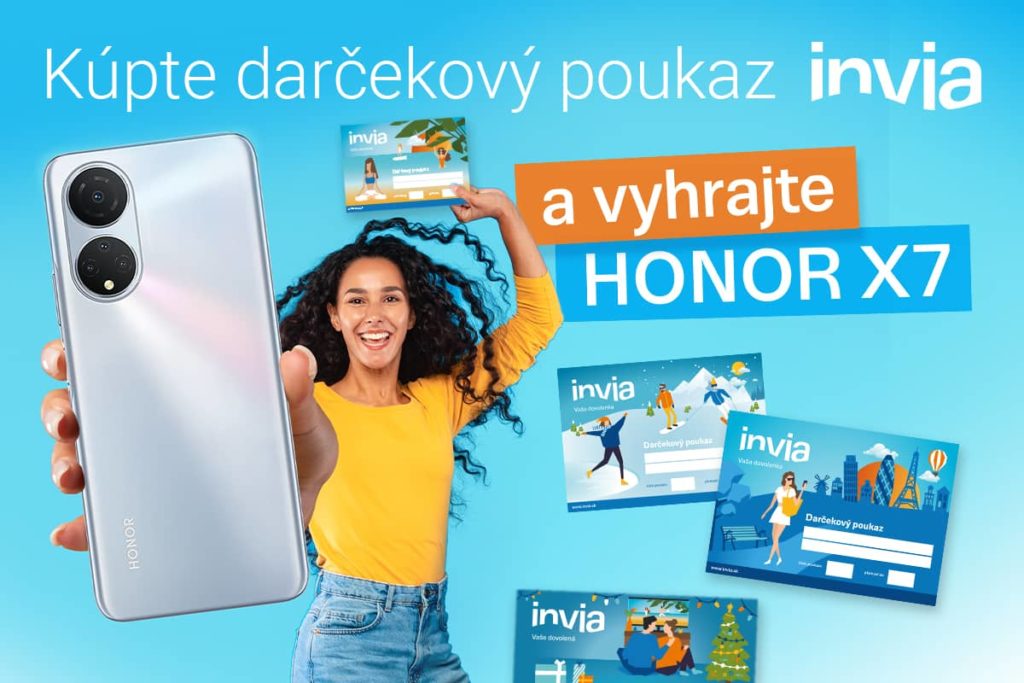 Kúpte darčekový poukaz od Invia.sk a vyhrajte mobilný telefón HONOR X7