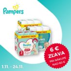Zľava 6€ pri nákupe vybraných produktov značky Pampers na DrMax.sk